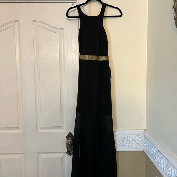 Express Dresses & Skirts - NWT EXPRESS Vintage Y2K Dress, Cross Strap Back, Gold Waist Detail, Size 2